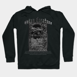 Monochrome "AVIAN CREATURE" gothic typography Hoodie